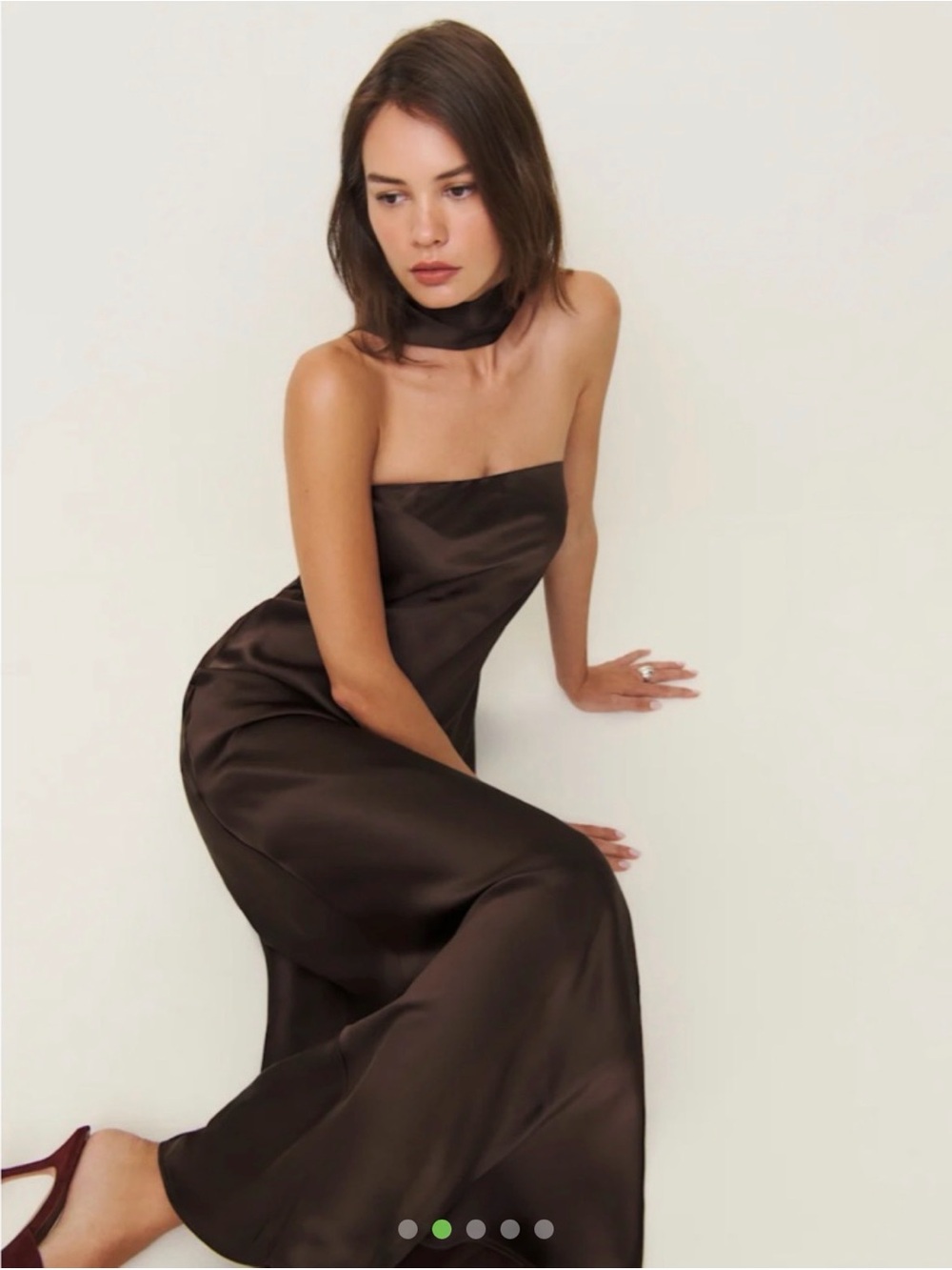Reformation Oren Silk Dress - Black Bean - Picture 4 of 5